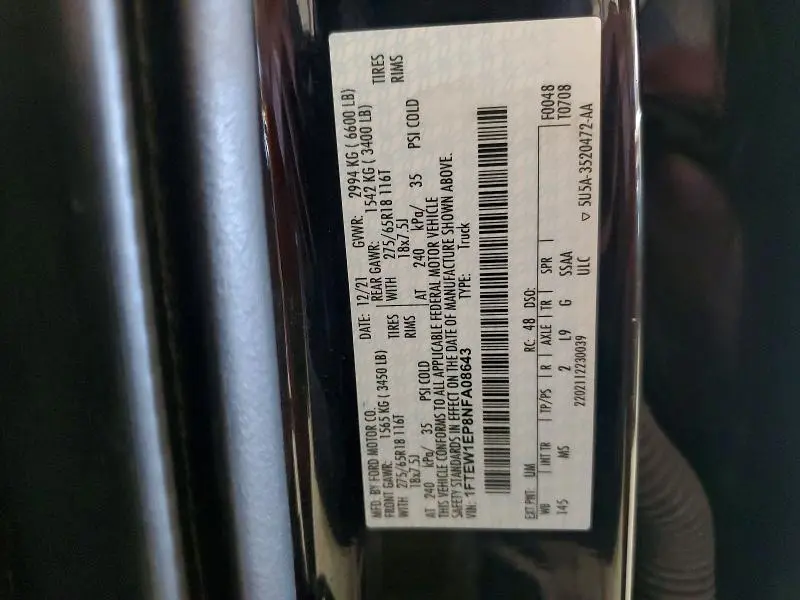 2022 FORD F150 SUPERCREW  