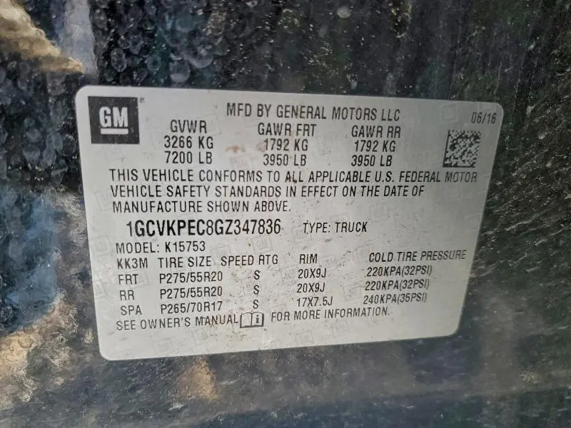 2016 CHEVROLET SILVERADO K1500 CUSTOM  