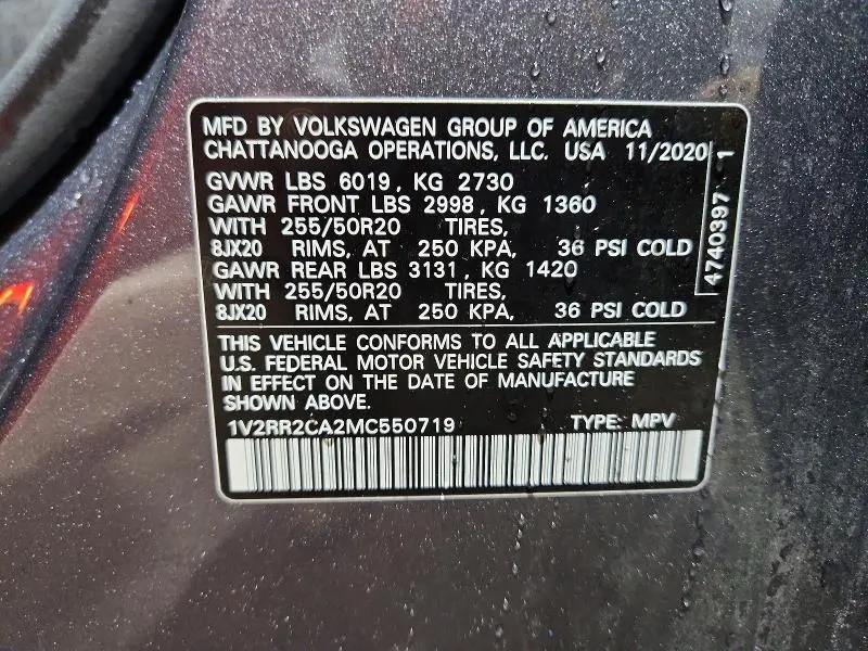 2021 VOLKSWAGEN ATLAS SE  