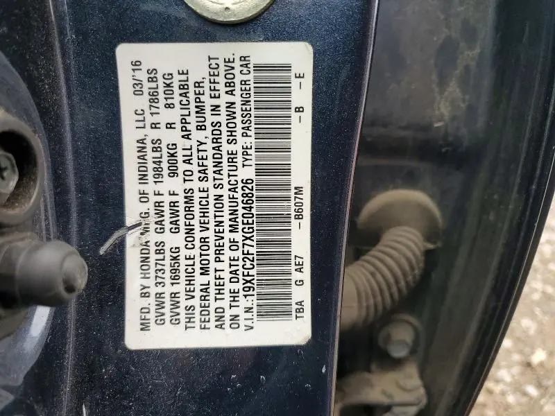 2016 HONDA CIVIC EX  
