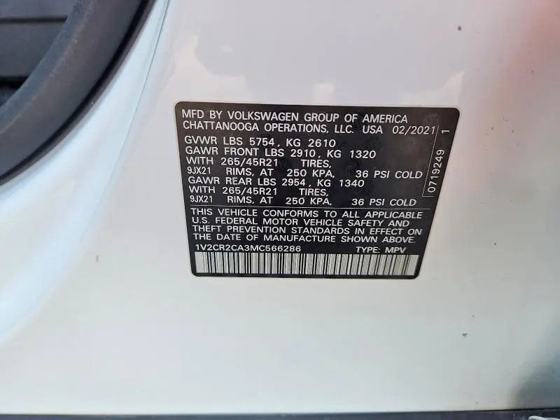 2021 VOLKSWAGEN ATLAS   