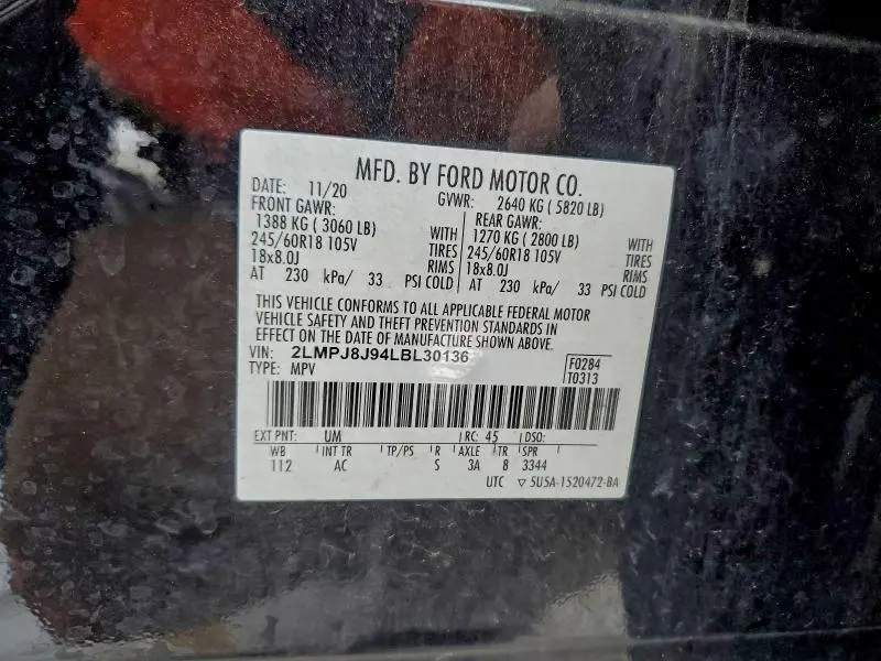 2020 LINCOLN NAUTILUS   