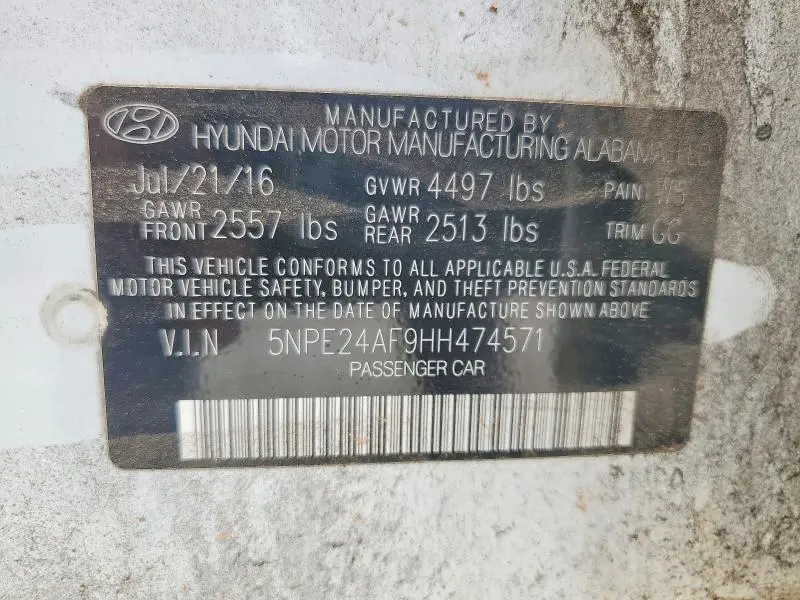 2017 HYUNDAI SONATA SE  
