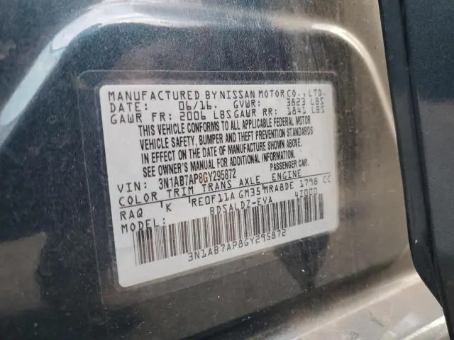 2016 NISSAN SENTRA S  