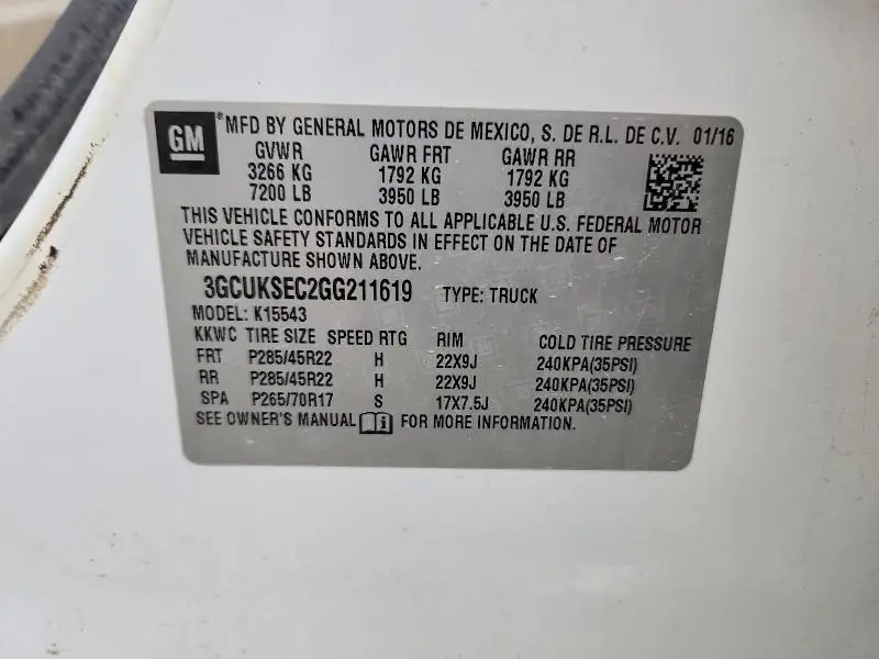 2016 CHEVROLET SILVERADO K1500 LTZ  