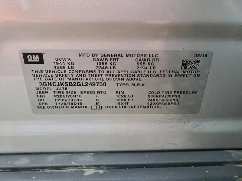 2016 CHEVROLET TRAX LS  