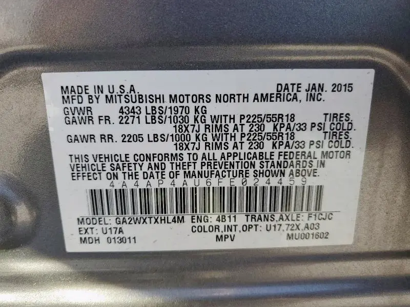2015 MITSUBISHI OUTLANDER SPORT SE