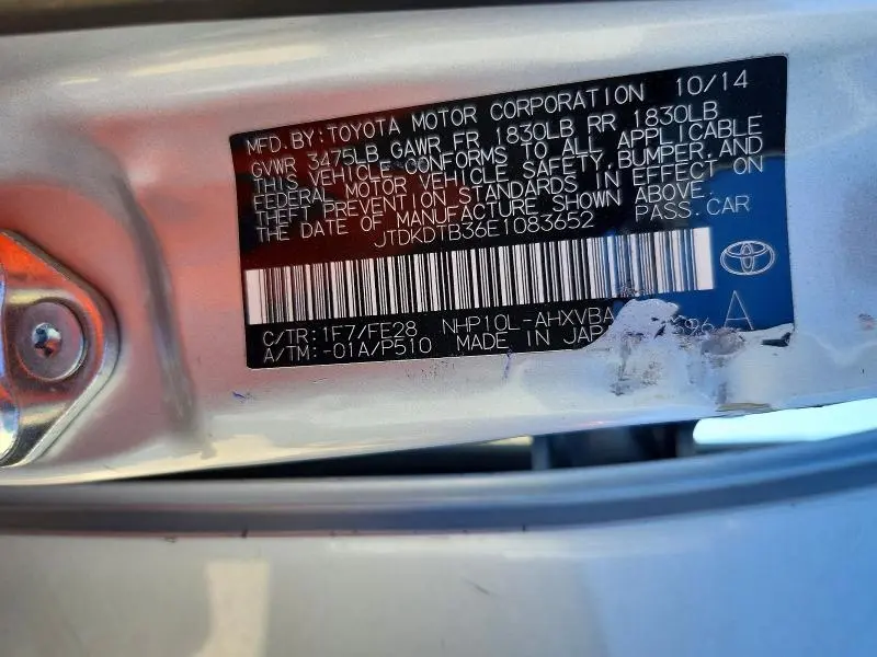 2014 TOYOTA PRIUS C ONE  