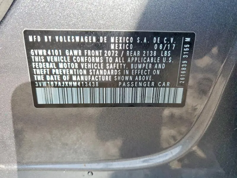 2017 VOLKSWAGEN JETTA S  