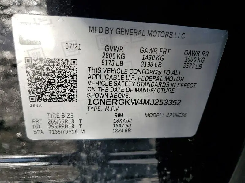 2021 CHEVROLET TRAVERSE LT  