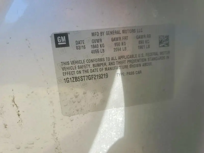 2016 CHEVROLET MALIBU LS  