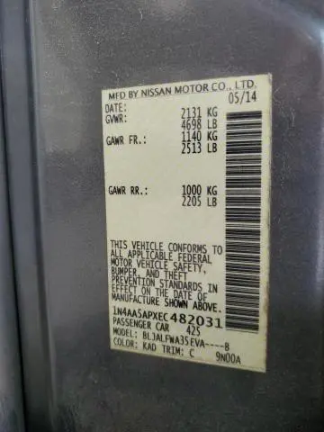 2014 NISSAN MAXIMA S  