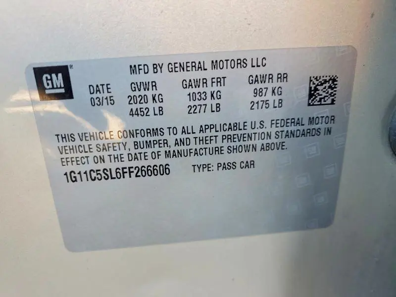 2015 CHEVROLET MALIBU 1LT  