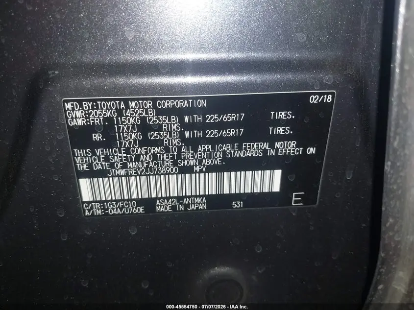 2018 TOYOTA RAV4 XLE