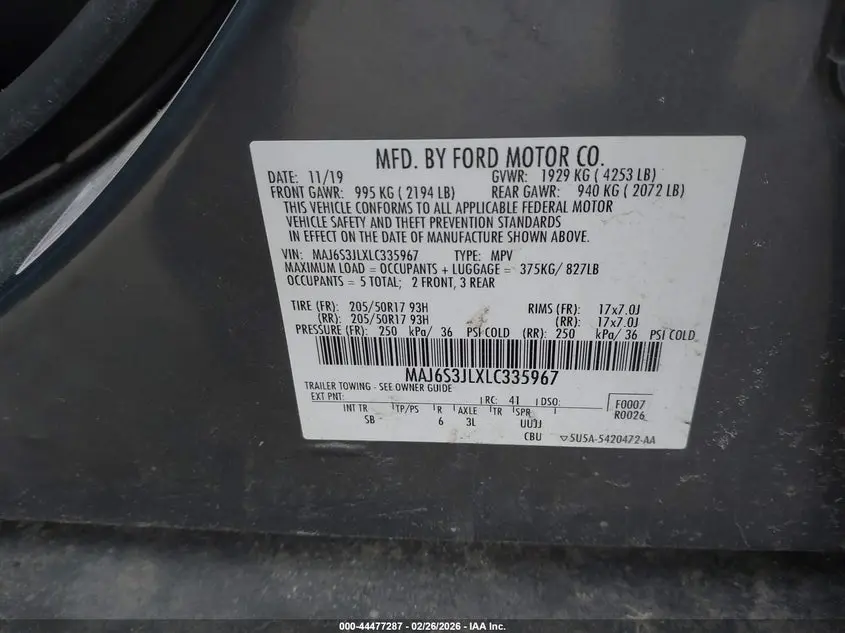 2020 FORD ECOSPORT SES