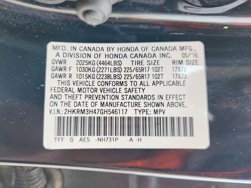 2016 HONDA CR-V SE  