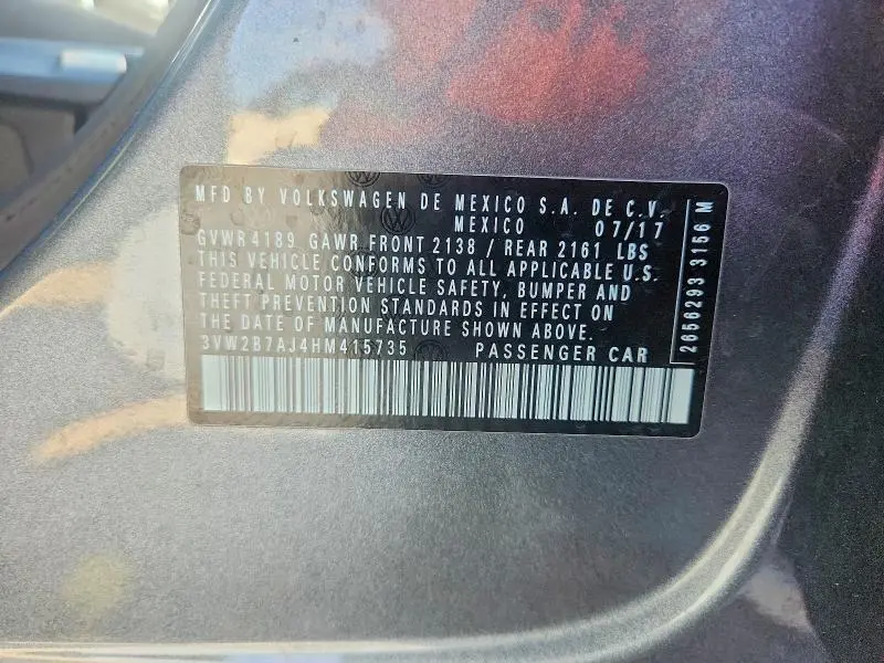 2017 VOLKSWAGEN JETTA S  