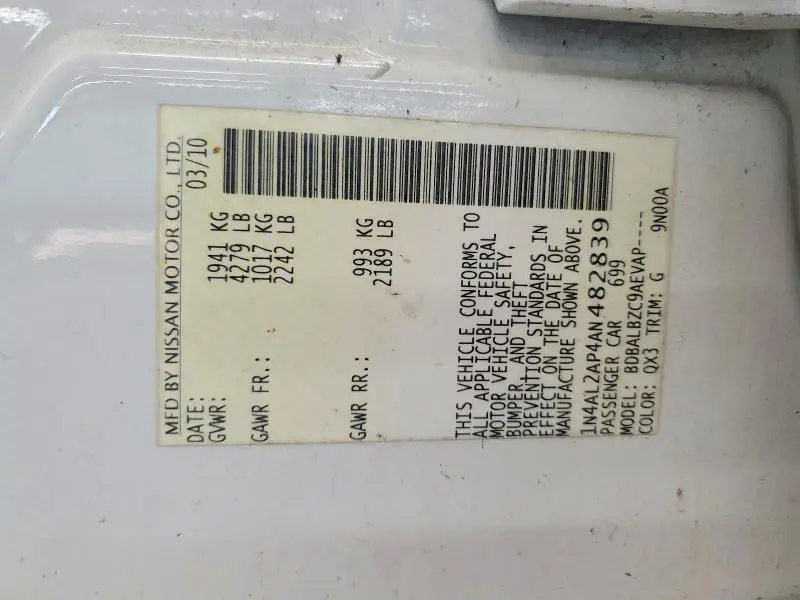 2010 NISSAN ALTIMA 2.5  