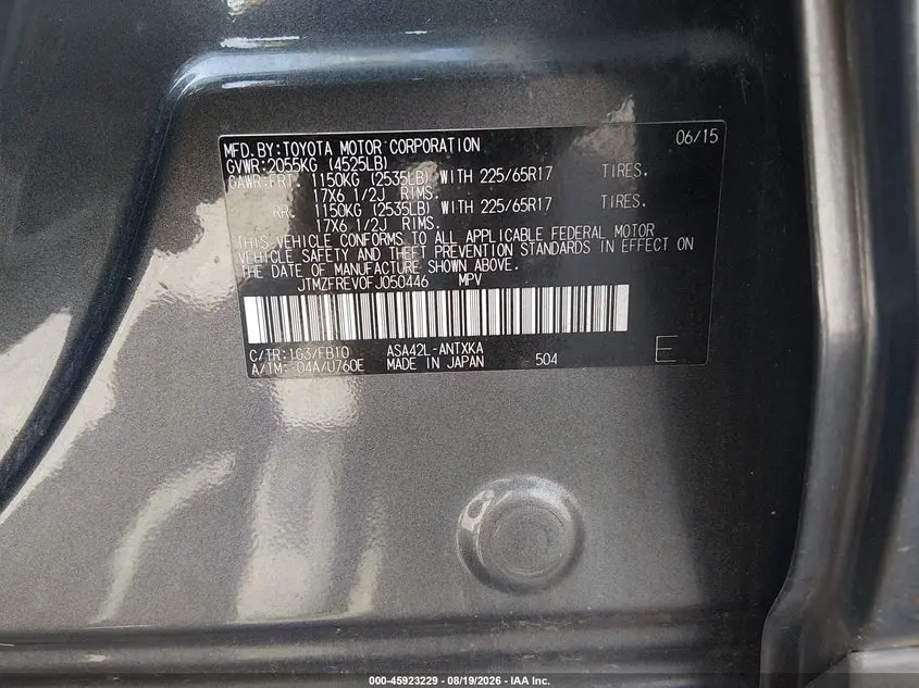 2015 TOYOTA RAV4 LE