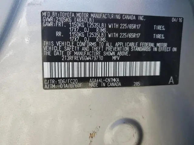 2016 TOYOTA RAV4 XLE  