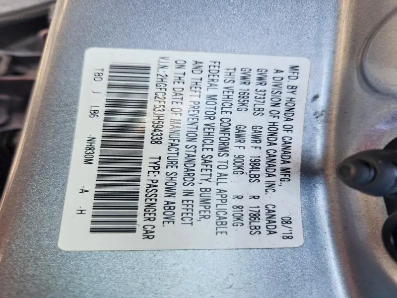 2018 HONDA CIVIC LX  