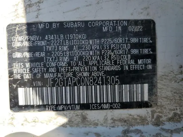 2022 SUBARU CROSSTREK PREMIUM  