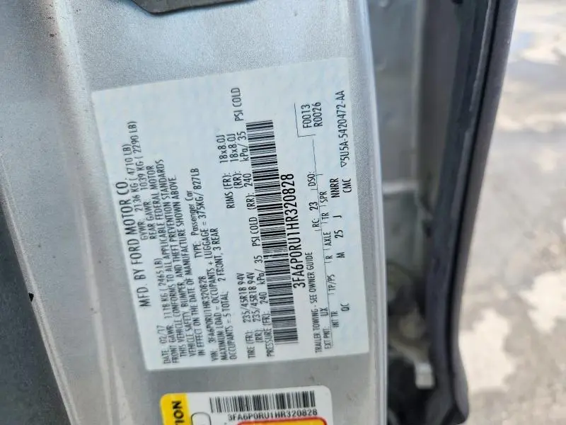 2017 FORD FUSION TITANIUM HEV  