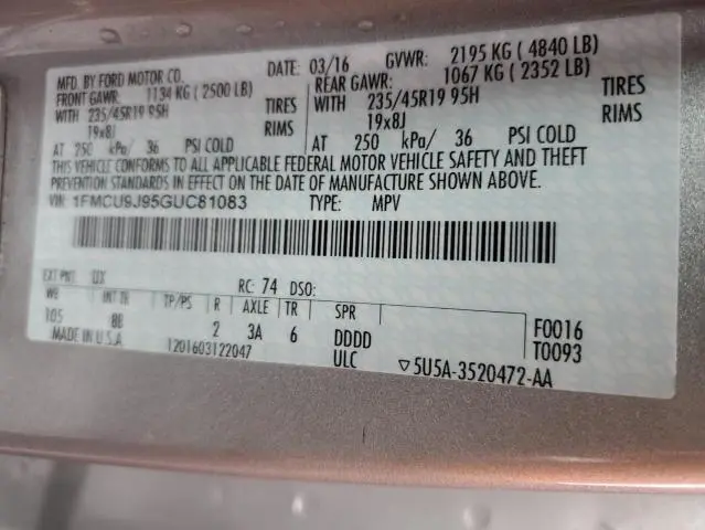 2016 FORD ESCAPE TITANIUM  