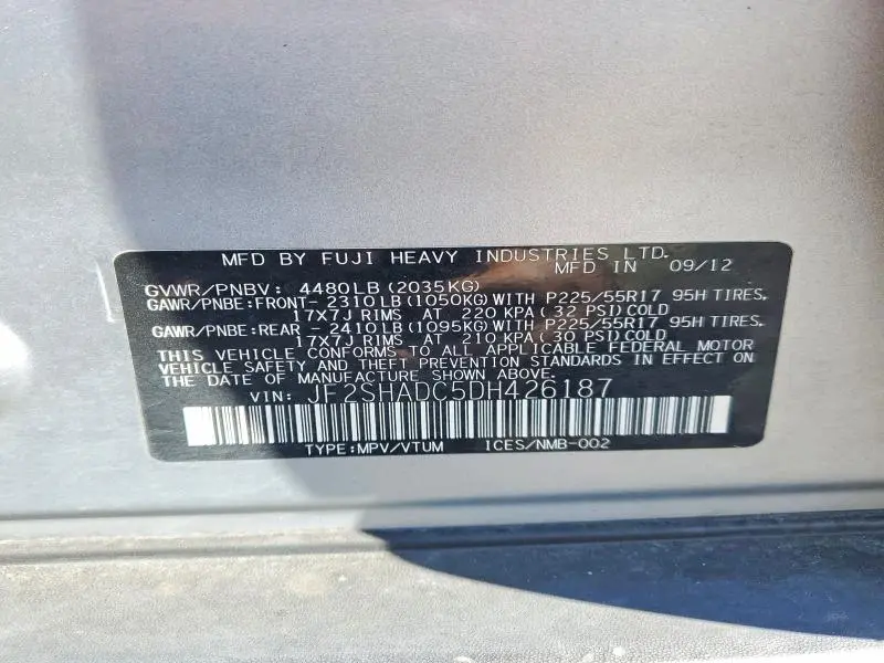 2013 SUBARU FORESTER 2.5X PREMIUM  