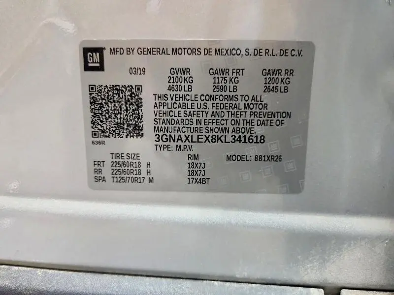 2019 CHEVROLET EQUINOX LT  