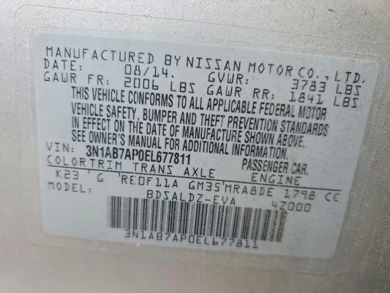 2014 NISSAN SENTRA SV  