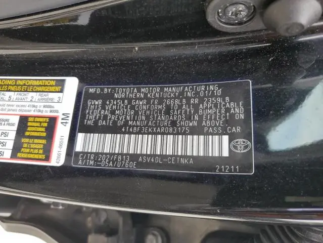 2010 TOYOTA CAMRY BASE  