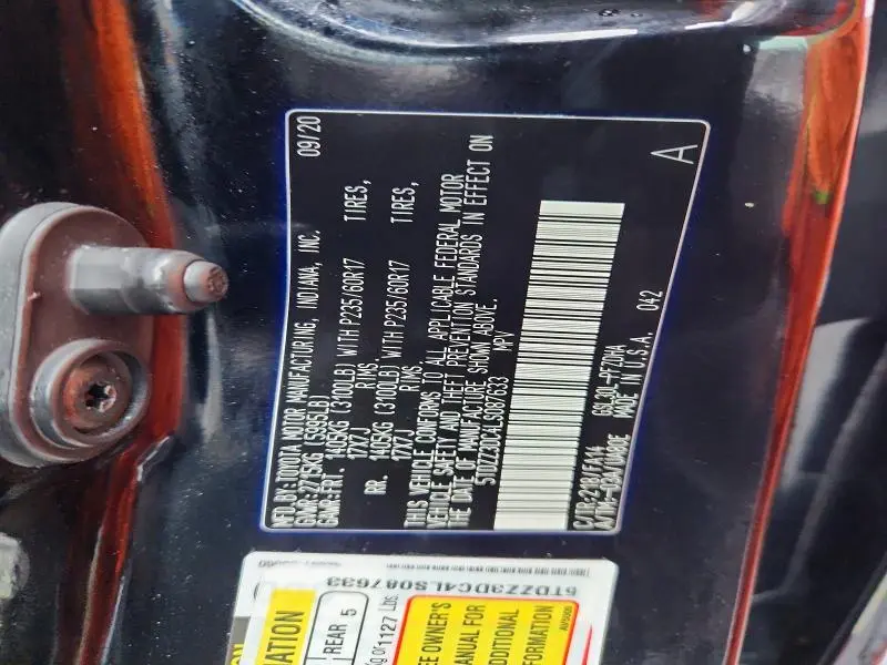 2020 TOYOTA SIENNA L 7-PASSENGER  