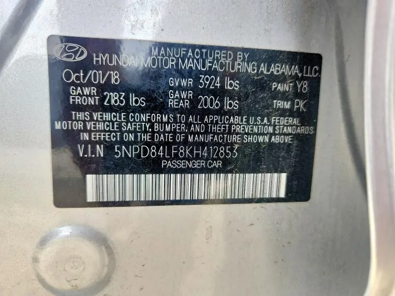 2019 HYUNDAI ELANTRA SE/VALUE/LIMITED  