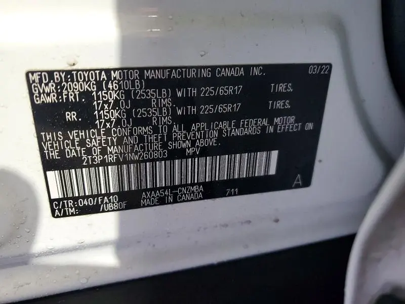 2022 TOYOTA RAV4 XLE  