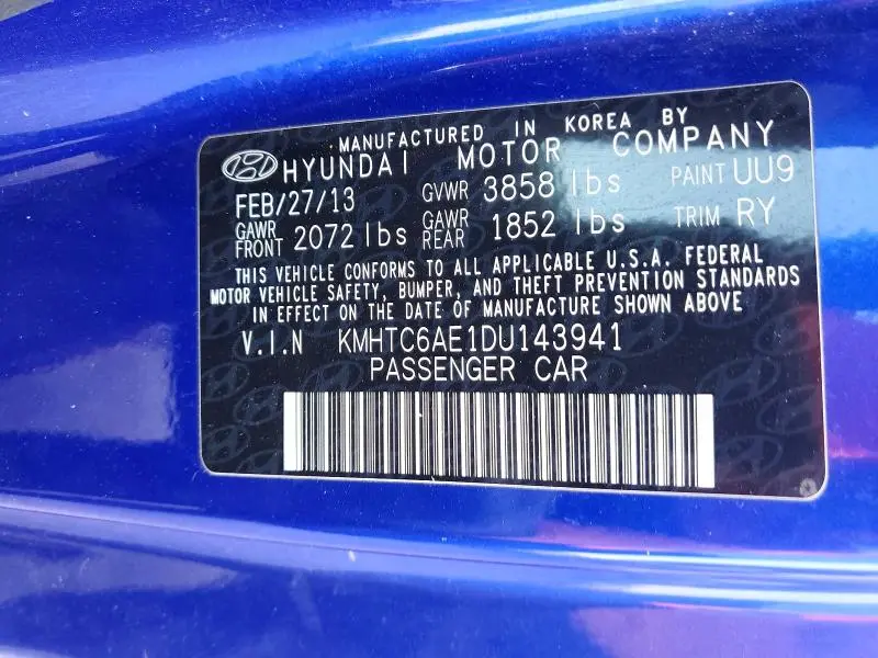 2013 HYUNDAI VELOSTER TURBO  