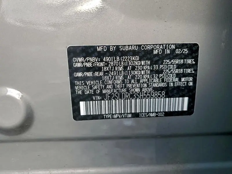 2025 SUBARU FORESTER LIMITED  