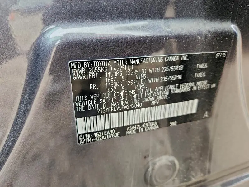 2015 TOYOTA RAV4 LIMITED  