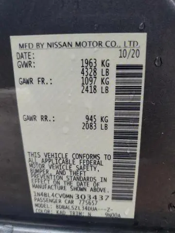 2021 NISSAN ALTIMA SR  