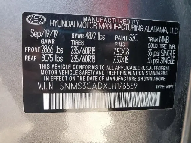 2020 HYUNDAI SANTA FE SEL  