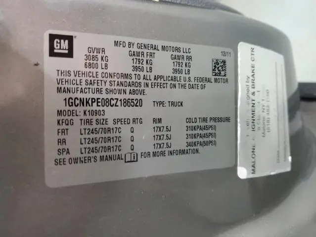 2012 CHEVROLET SILVERADO K1500  