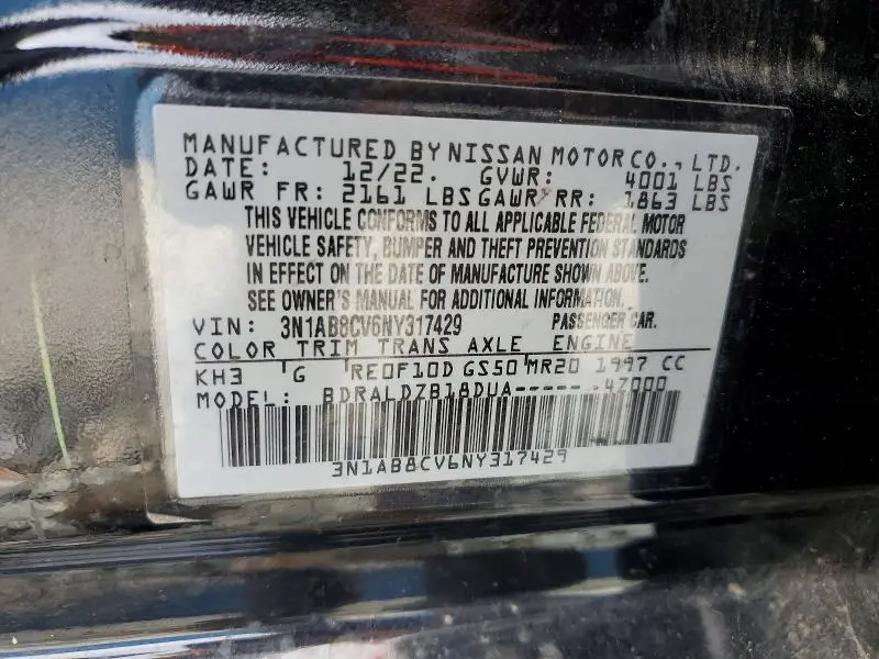 2022 NISSAN SENTRA SV  