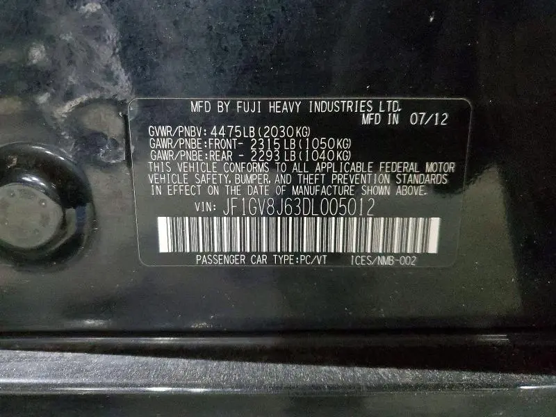 2013 SUBARU IMPREZA WRX STI  