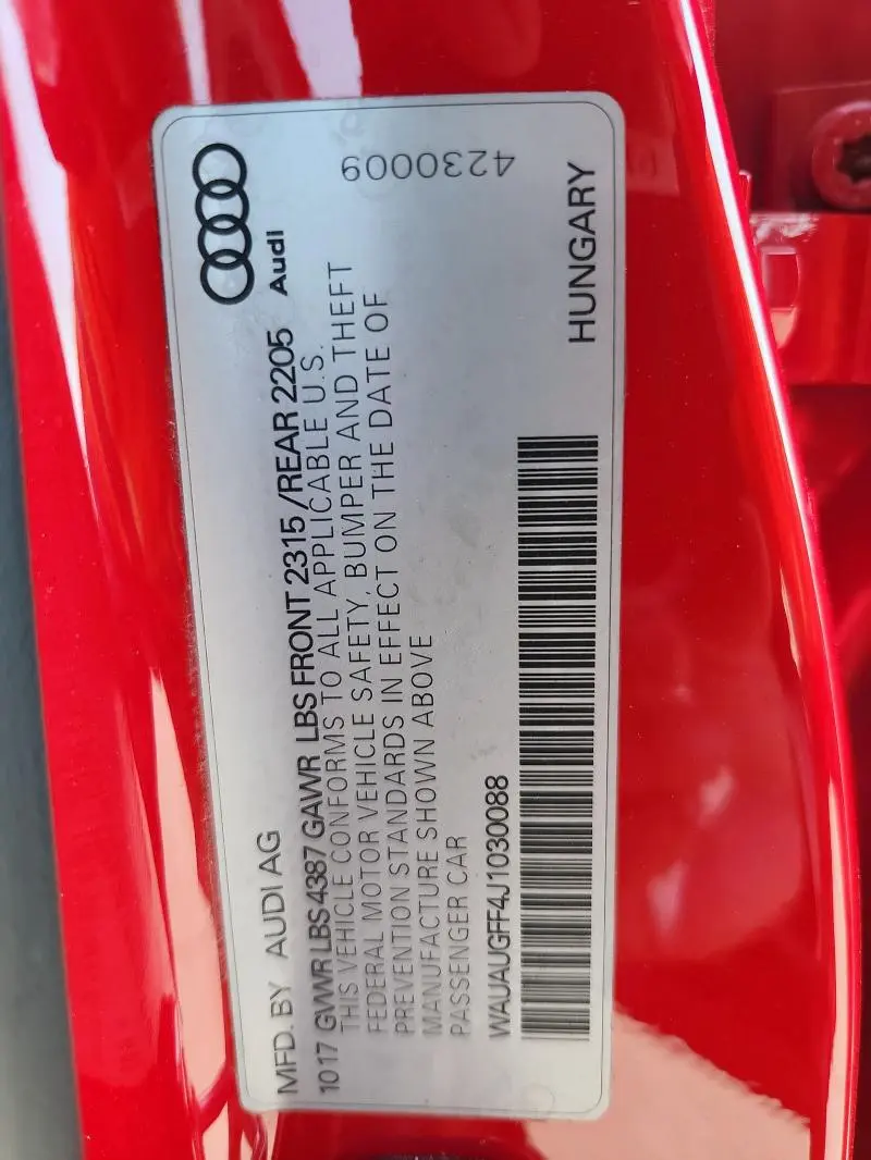 2018 AUDI A3 PREMIUM
