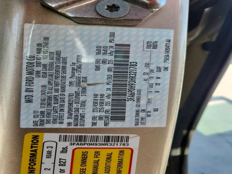 2017 FORD FUSION SE  