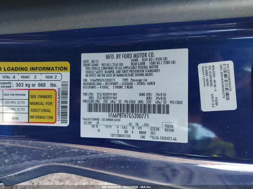 2016 FORD MUSTANG ECOBOOST