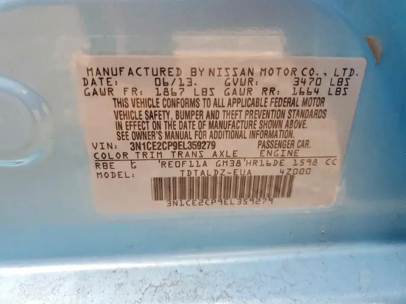 2014 NISSAN VERSA NOTE S  