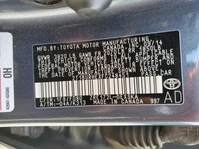2015 TOYOTA COROLLA L