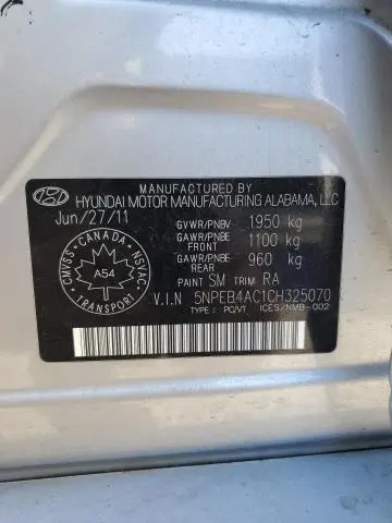 2012 HYUNDAI SONATA GLS  