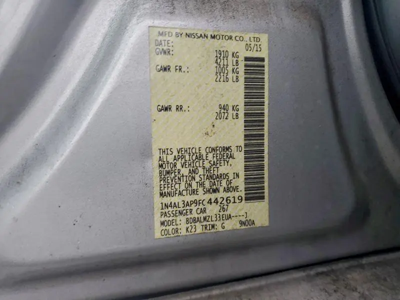 2015 NISSAN ALTIMA 2.5  